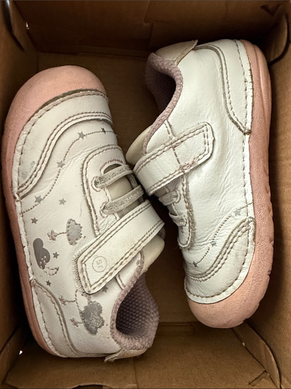 Stride Rite Cream and Pink Toddler Hook-and-Loop Sneakers